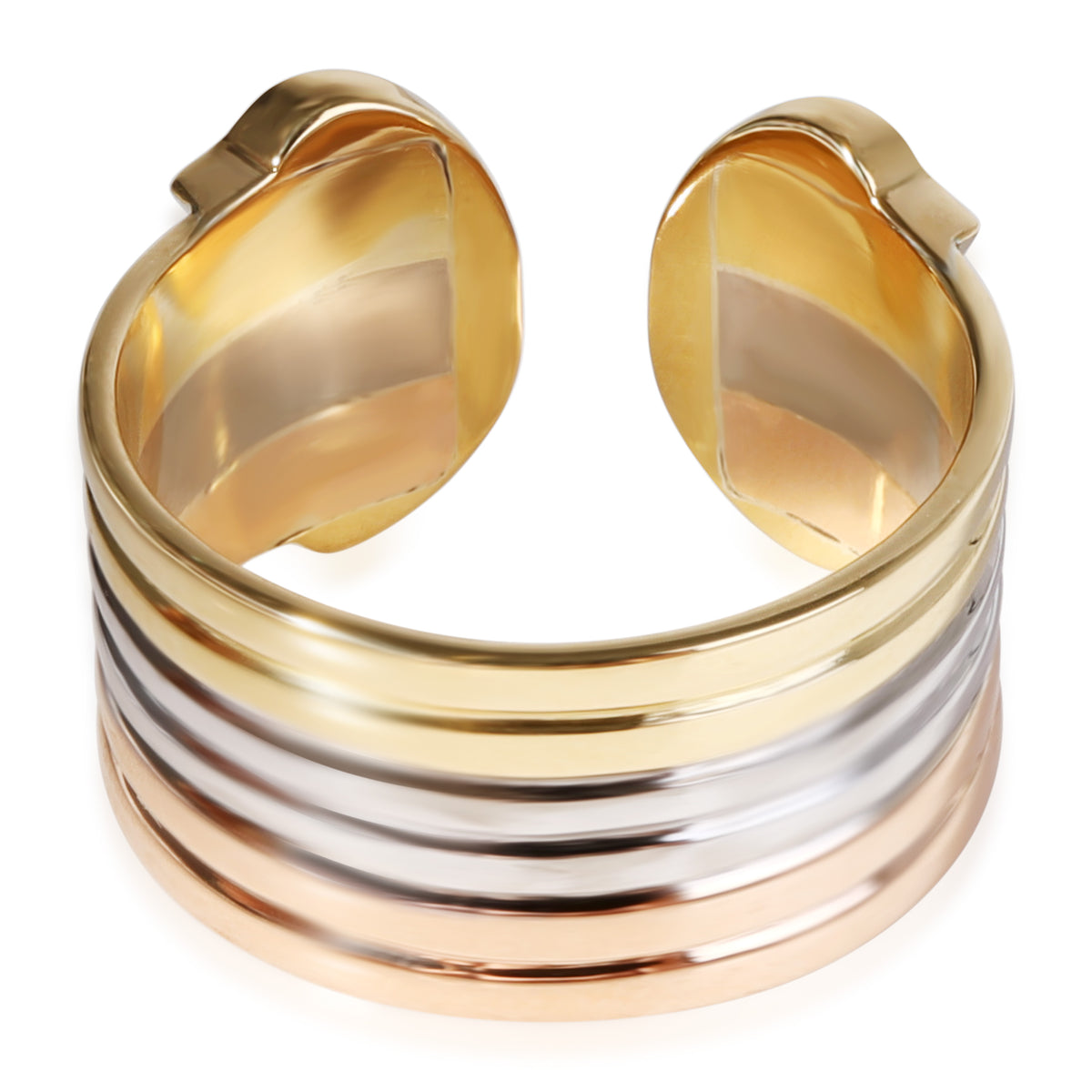 Vintage C De Cartier Ring in 18K Three Tone Gold
