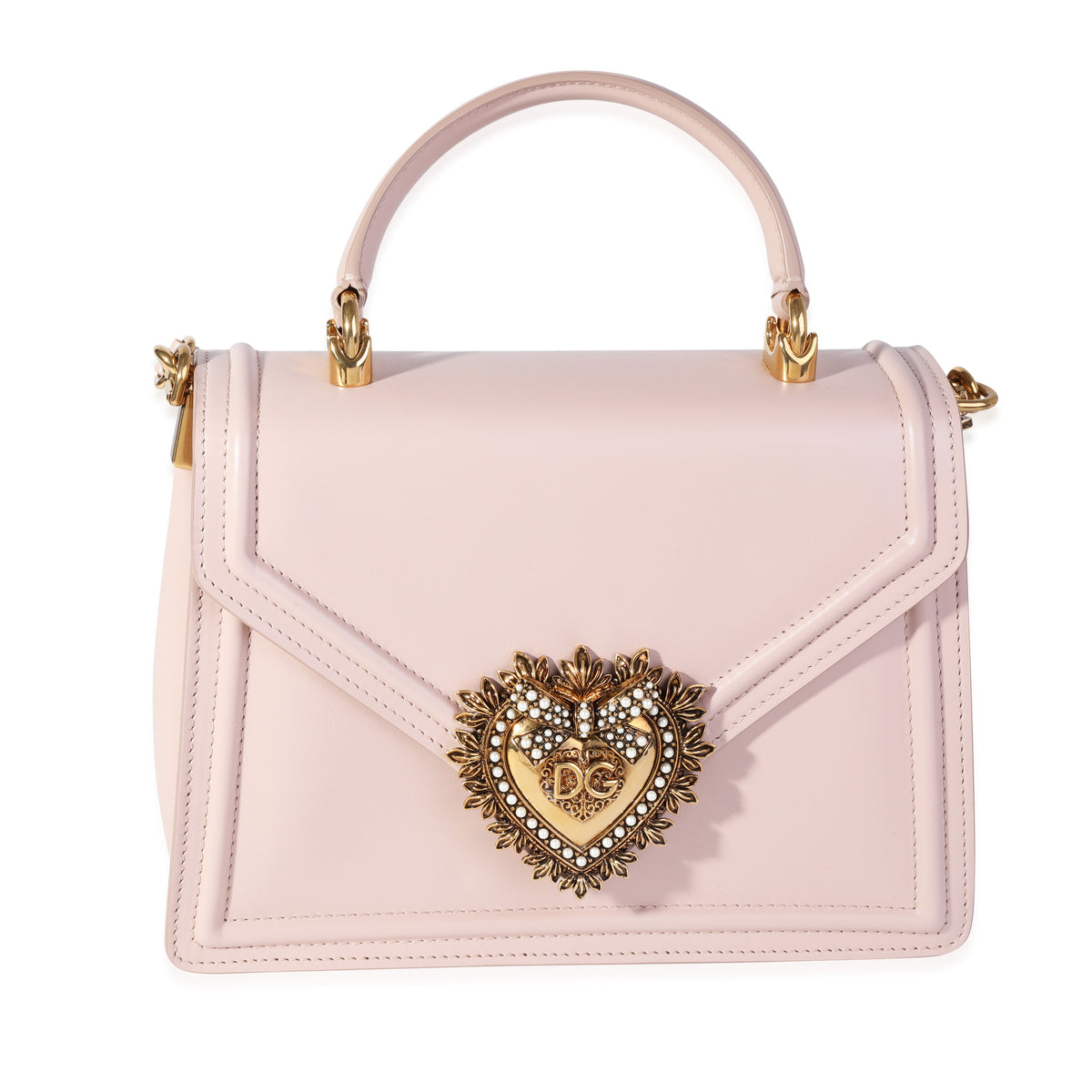 Dolce & Gabbana Pink Leather Devotion Medium Top Handle Bag