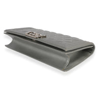 Chanel Metallic Silver Quilted Lambskin Boy Clutch