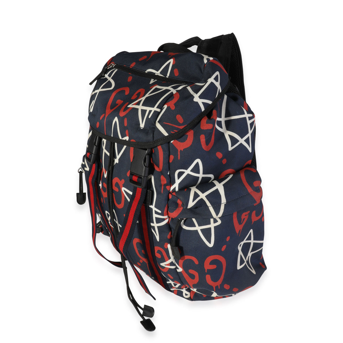 Gucci Navy & Red Techno Canvas Gucci Ghost Backpack