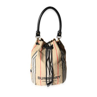 Burberry Archive Beige Icon Stripe Nylon Phoebe Drawstring Bag