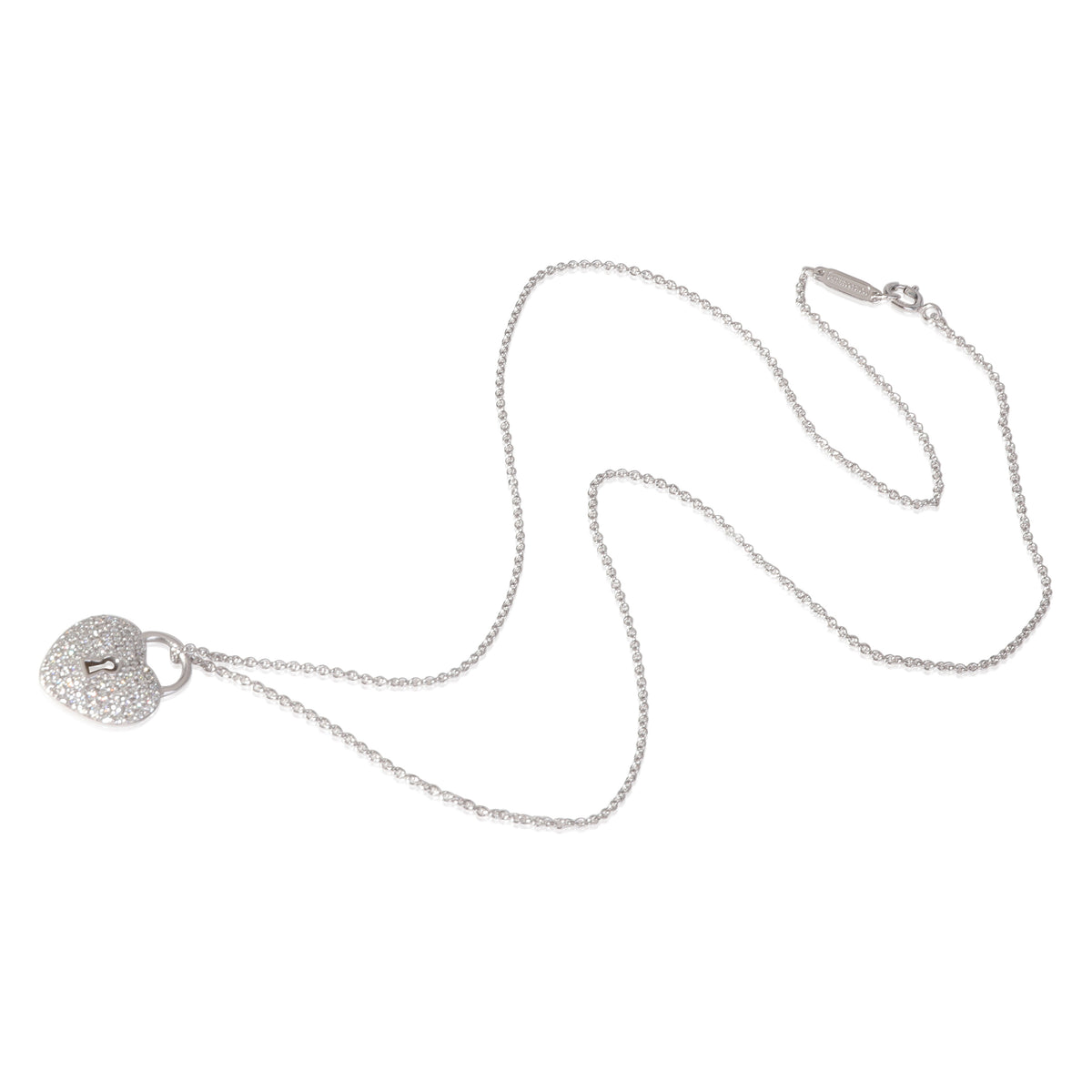 Tiffany & Co. Diamond Heart Lock Pendant in Platinum 0.25 Ctw on a Chain