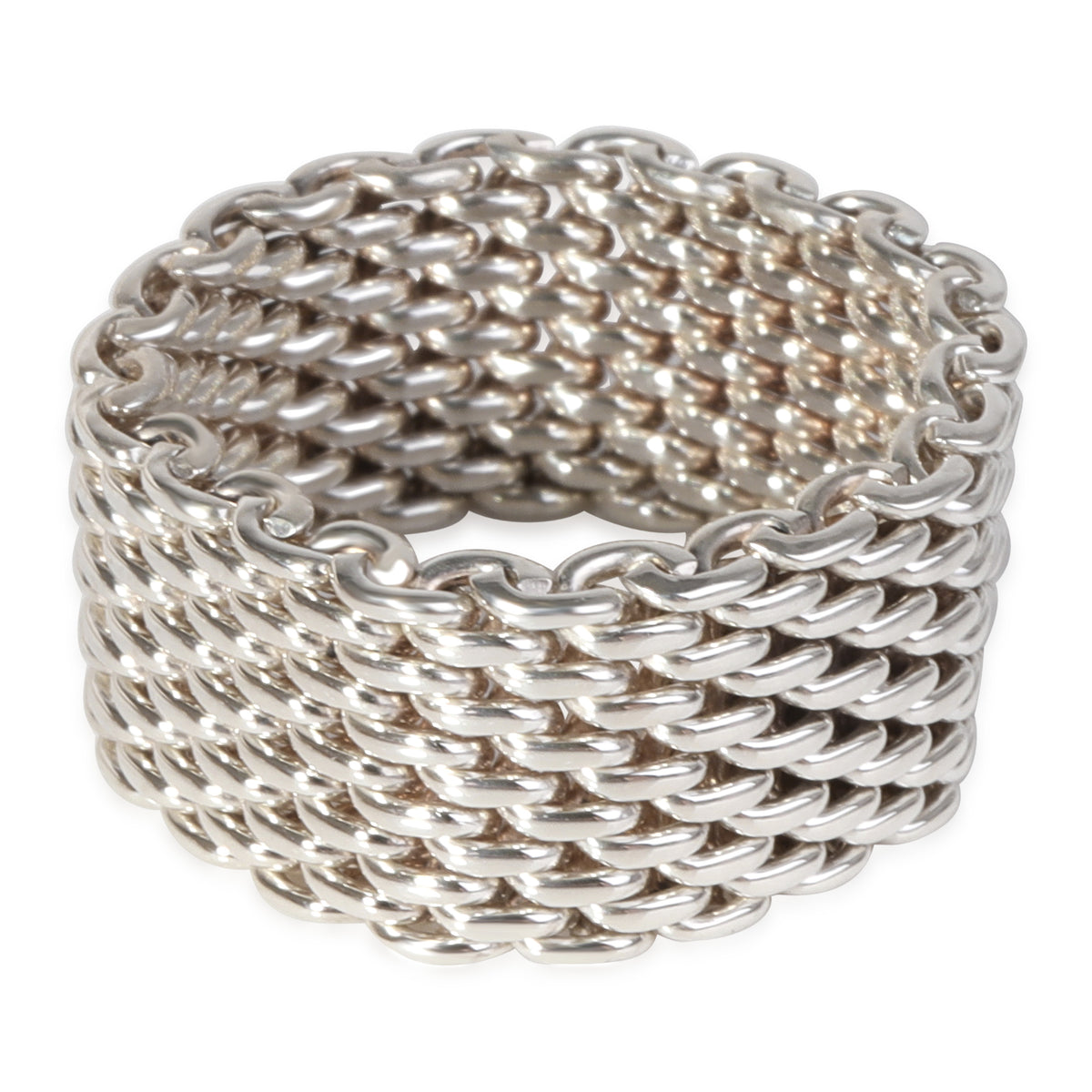 Tiffany & Co Somerset Mesh Weave Ring Size 9.5 / Men's Unisex | The Silver  Trove
