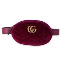 Gucci Purple Matelassé Velvet GG Marmont Belt Bag