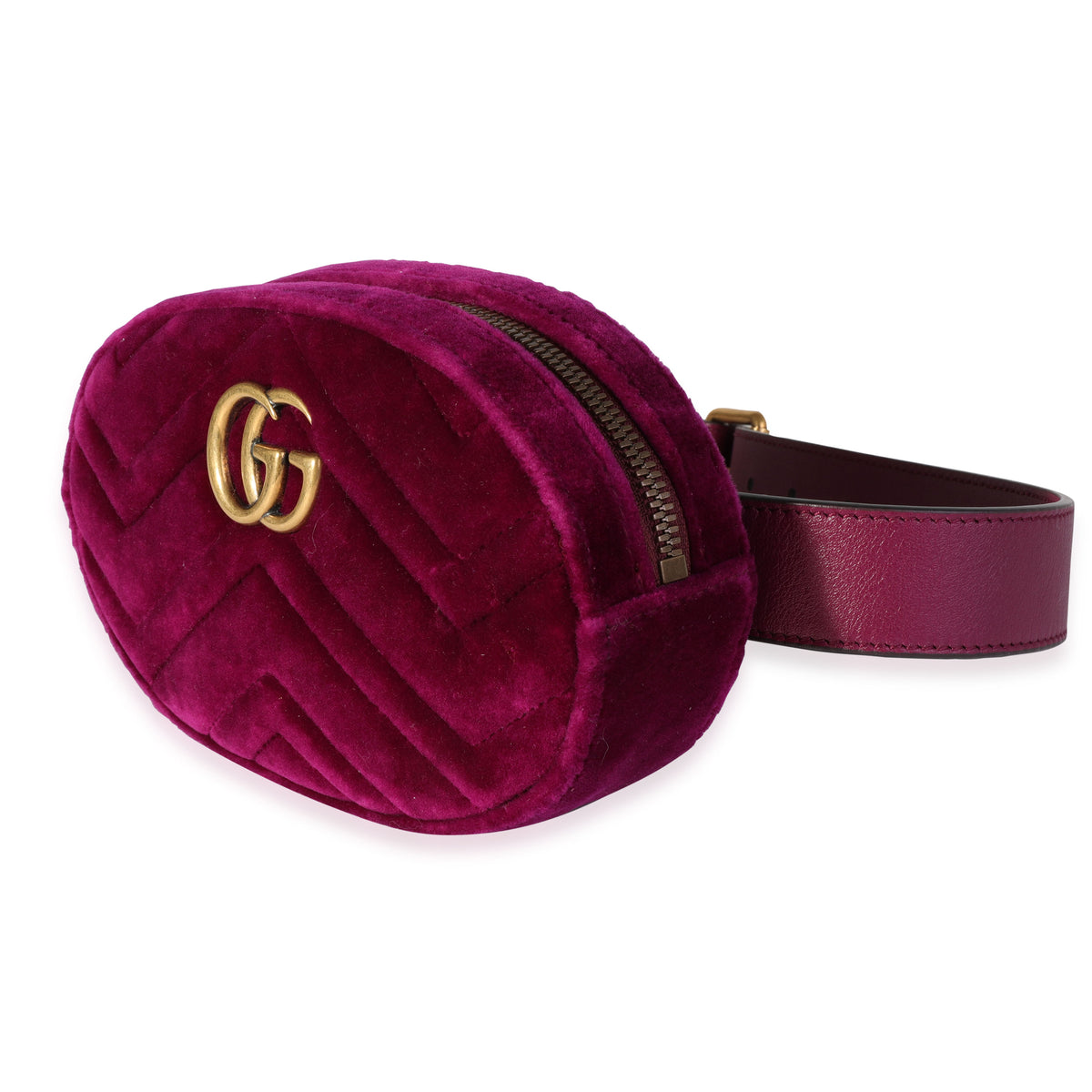 Gucci Purple Matelassé Velvet GG Marmont Belt Bag