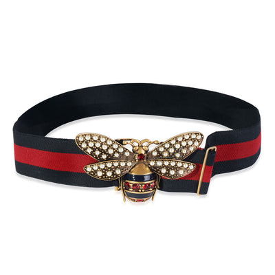 Gucci Queen Margaret Embellished Bee Web Belt