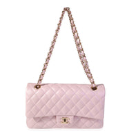 Chanel Iridescent Pink Quilted Calfskin Medium Classic Double Flap Bag