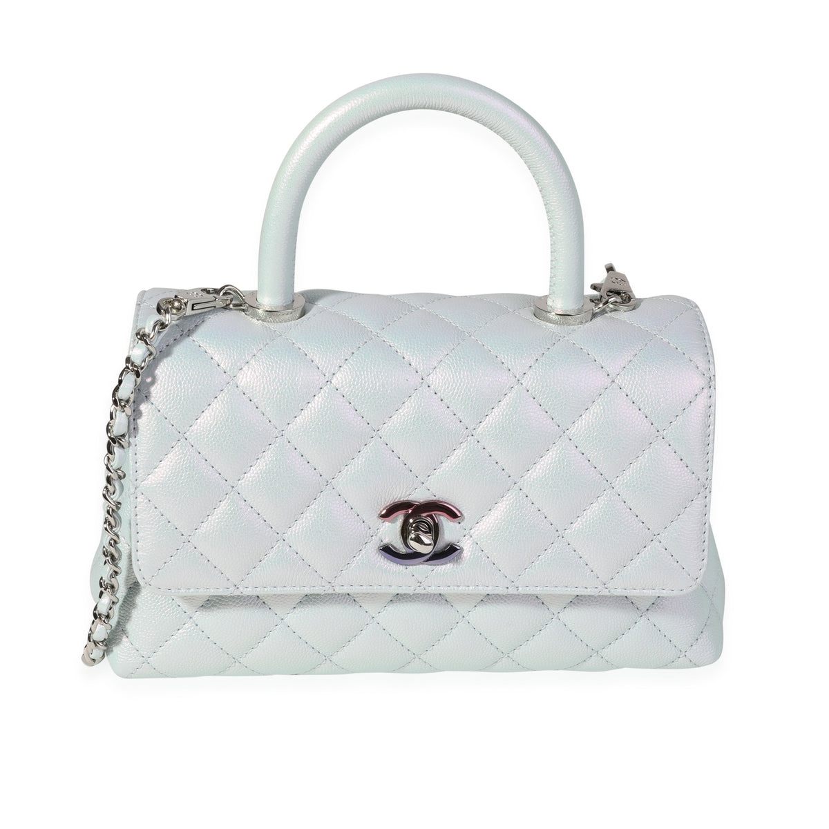 CHANEL Caviar Quilted Mini Coco Handle Flap White 947683