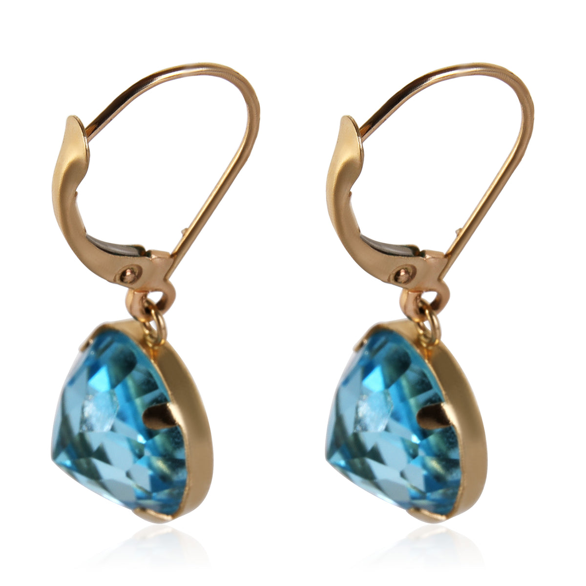 Blue Topaz Drop Earrings in 14k Yellow Gold