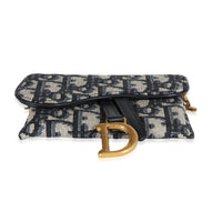 Dior Blue Oblique Jacquard Saddle Nano Pouch