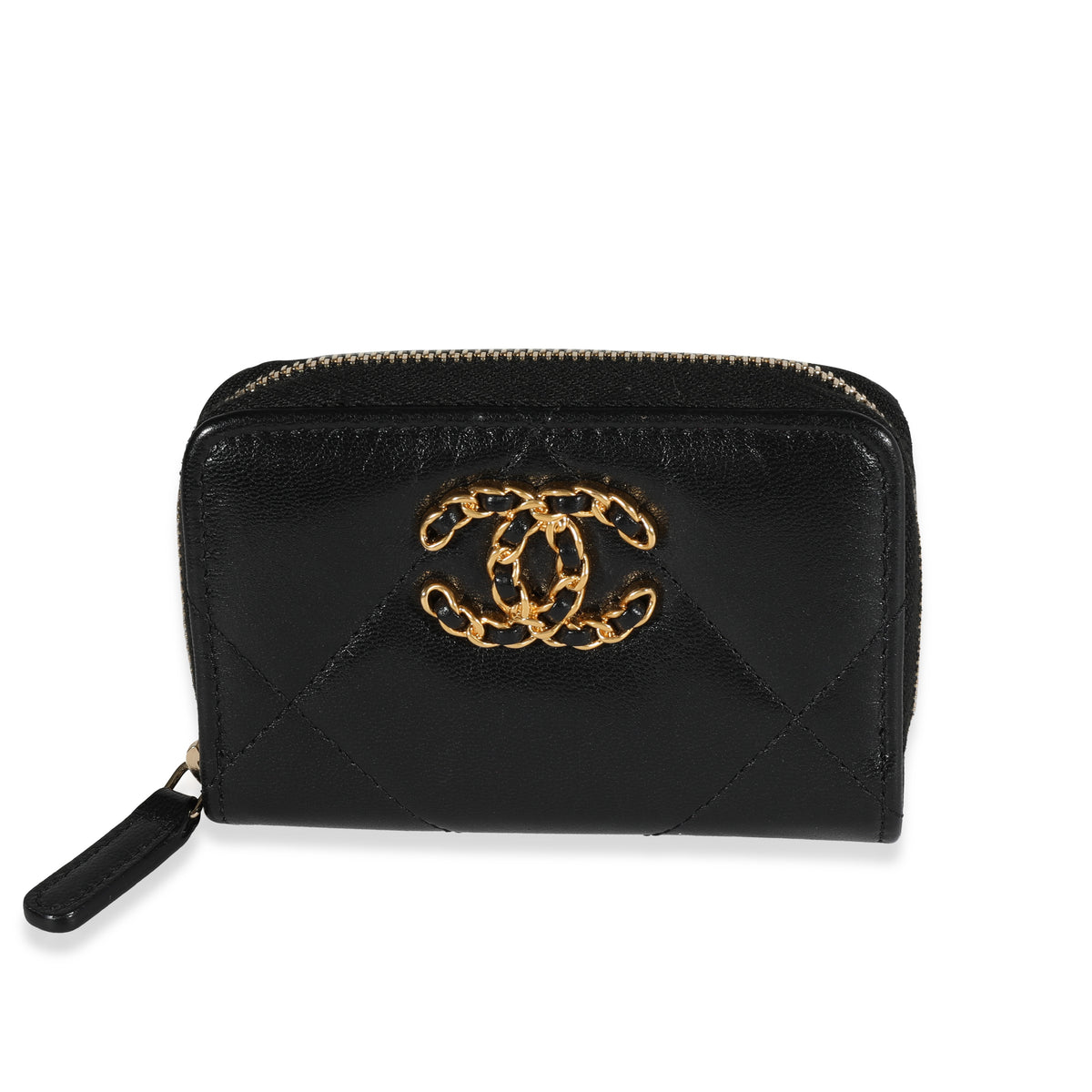 Chanel 19 Zip Coin Purse Quilted Lambskin Black 19763999