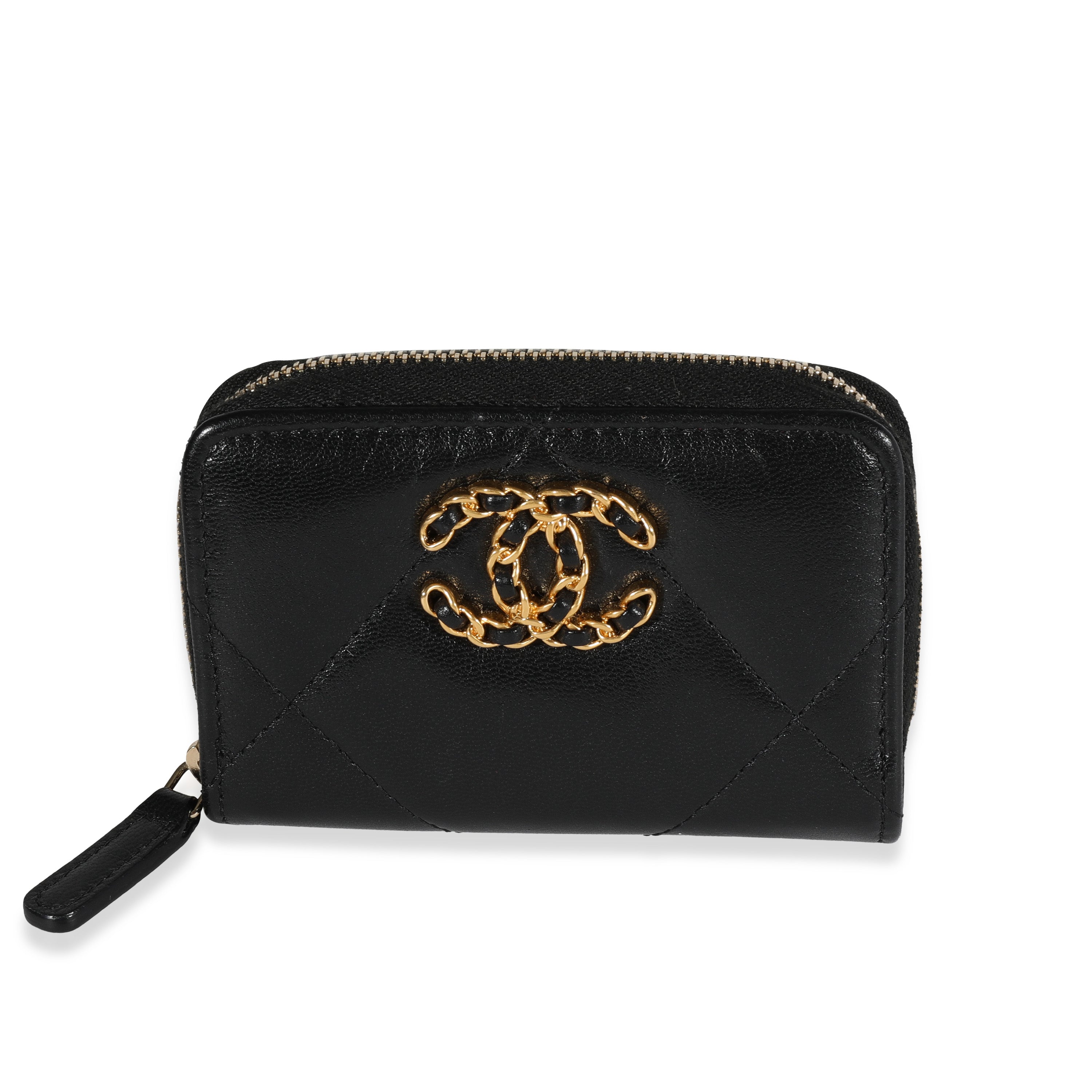 chanel 19 zipped coin purse black