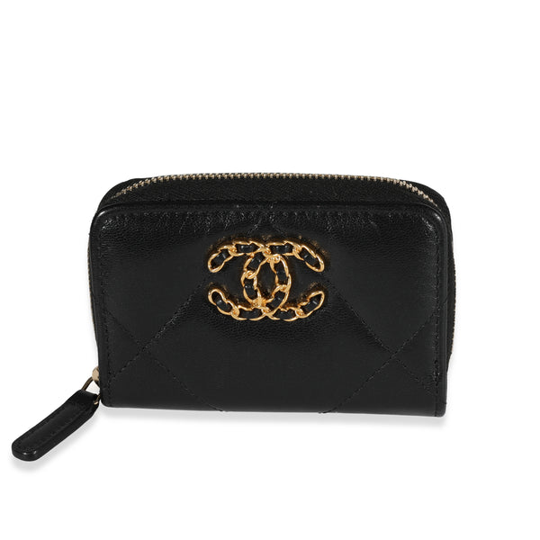 Chanel CHANEL 19 Shiny Lambskin Zip-Around Coin Purse with