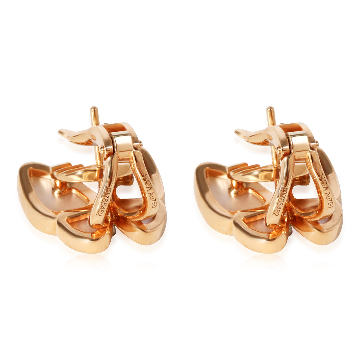 Van Cleef & Arpels Two Butterfly Mother Of Pearl Earrings in 18k Rose Gold