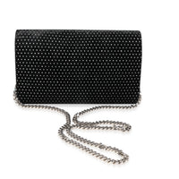 Saint Laurent Black Velvet & Crystal Kate Chain Wallet