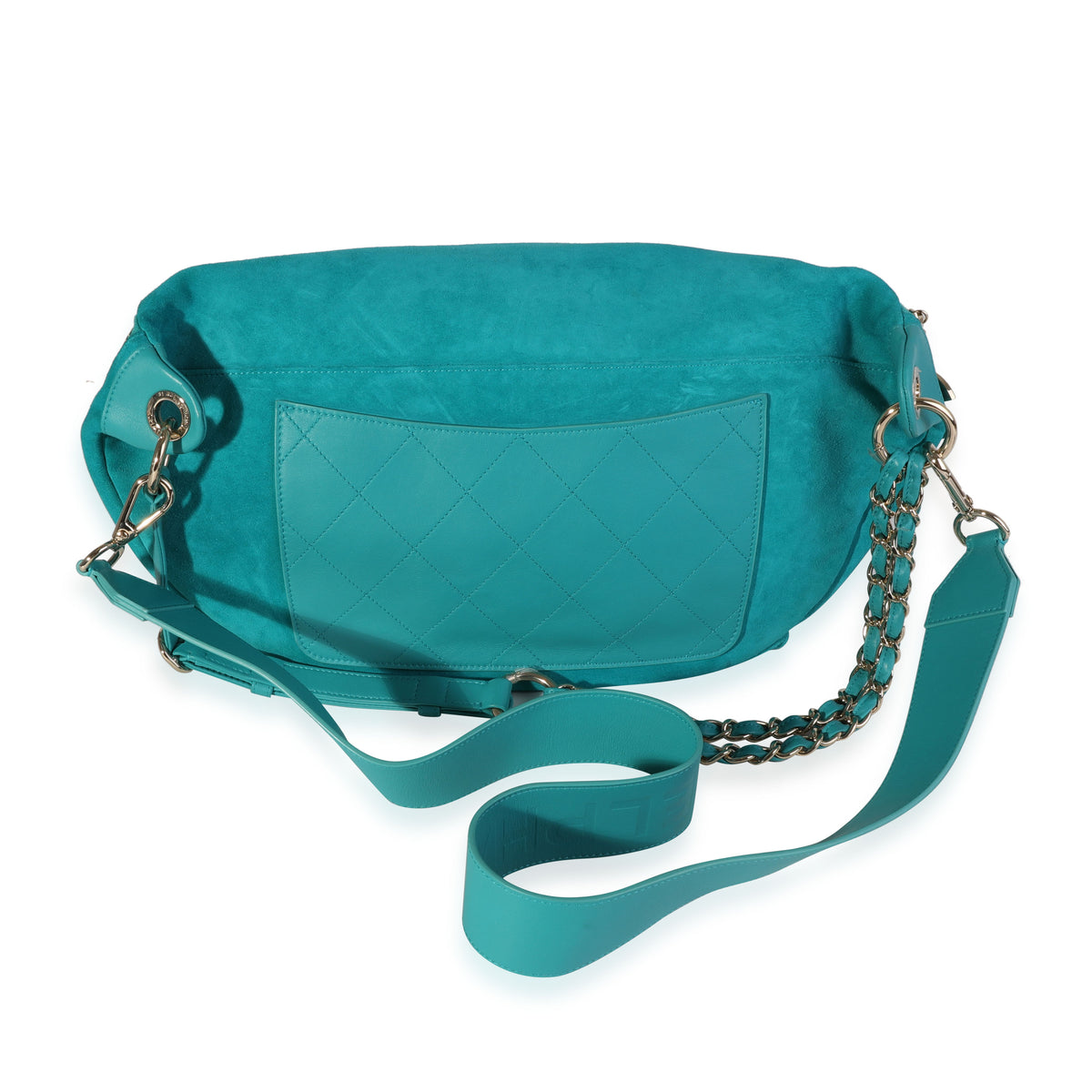 Chanel x Pharrell Williams Teal Suede Quilted Calfskin Oversize Waist Bag