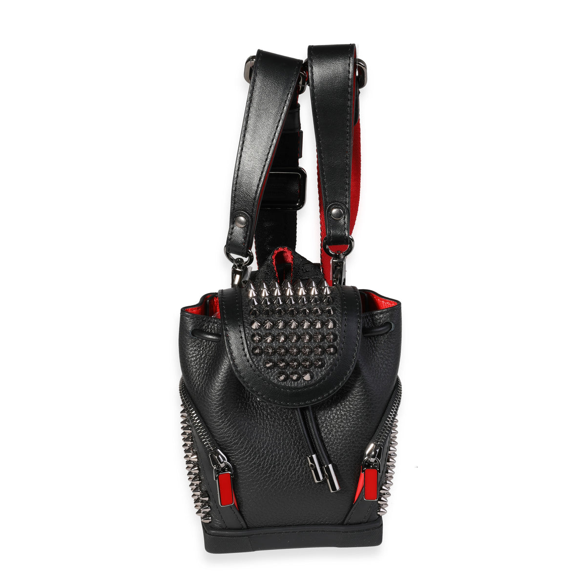 christian louboutin mini backpack Christian Louboutin Black Grained Calfskin Explorafunk Keyring Backpack | myGemma
