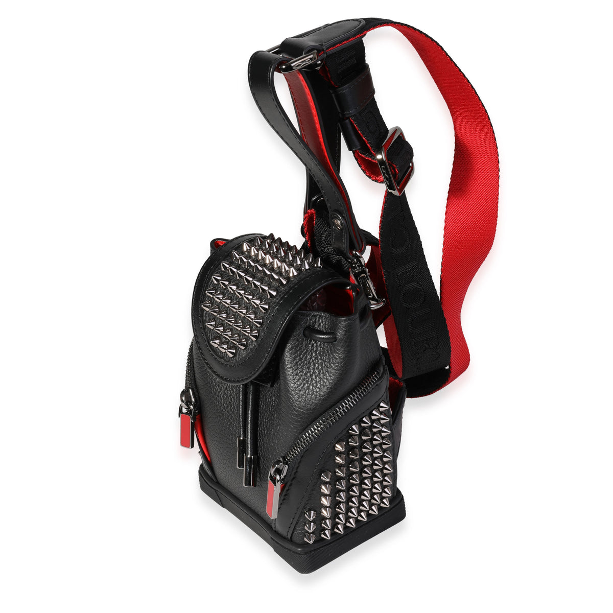 Christian Louboutin Black Grained Calfskin Explorafunk Keyring Backpack
