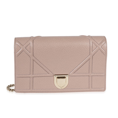 Dior Mauve Pebbled Leather Diorama Chain Wallet