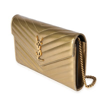 Saint Laurent Gold Grain De Poudre Matelassé Large Envelope Chain Wallet