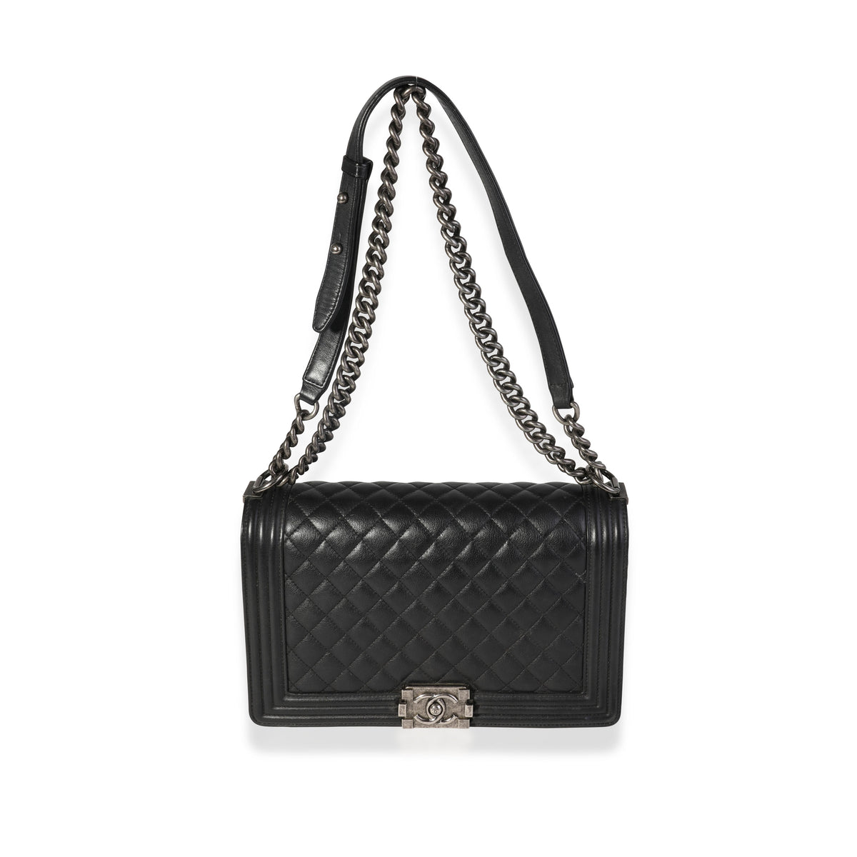 Chanel Black Quilted Calfskin Medium Boy Bag