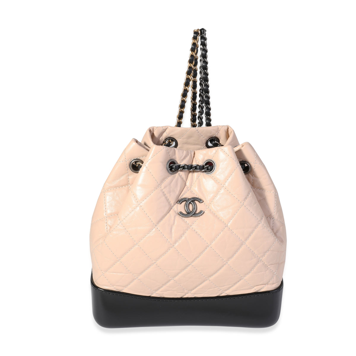 Chanel Beige & Black Quilted Aged Calfskin Small Gabrielle Backpack | myGemma