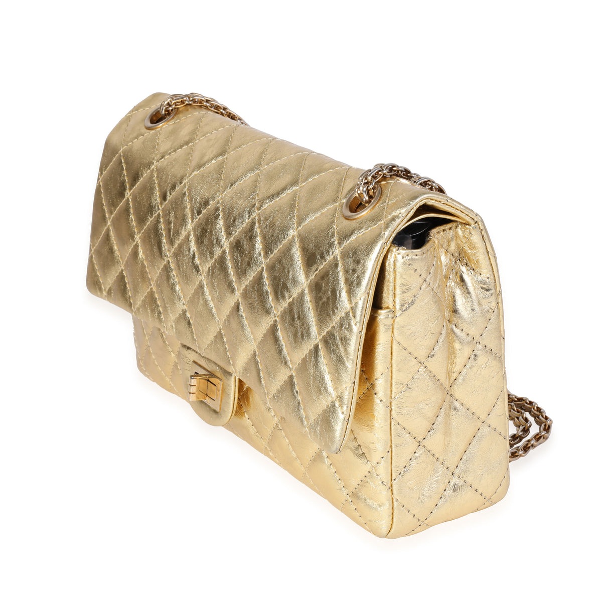 Chanel Metallic Gold Quilted Calfskin Reissue 2.55 226 Double Flap Bag