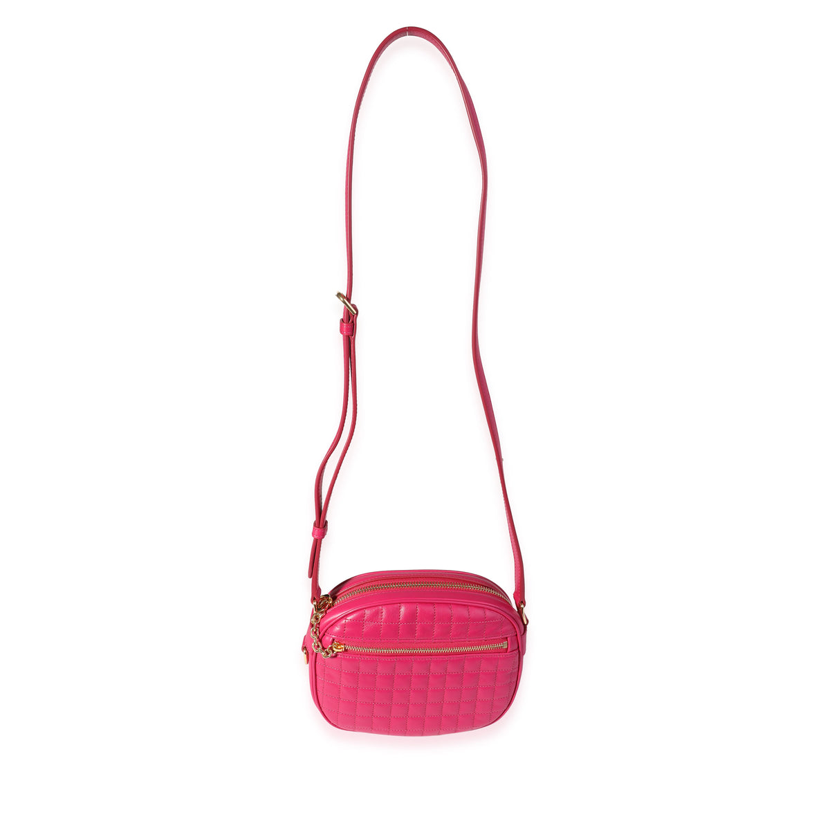 Celine Hot Pink Quilted Calfskin Small C Charm Camera Bag
