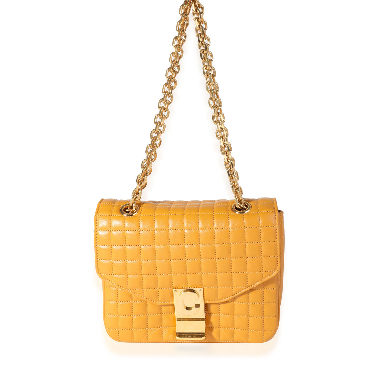 Celine Ocre Quilted Calfskin Small C Flap Bag