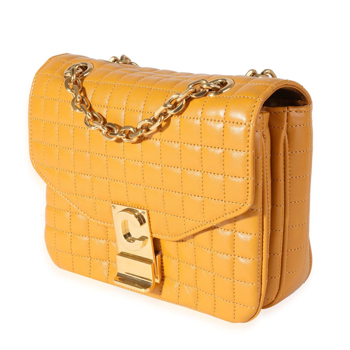 Celine Ocre Quilted Calfskin Small C Flap Bag