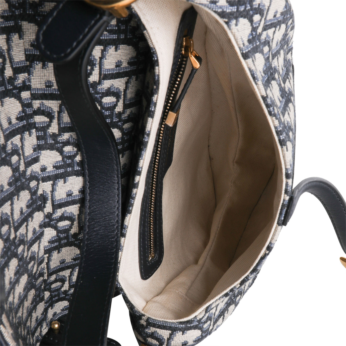 Dior Blue Oblique Jacquard Saddle Bag with Bandoulière Strap