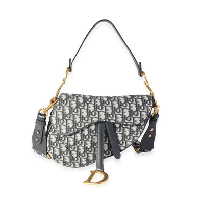 Dior Blue Oblique Jacquard Saddle Bag with Bandoulière Strap