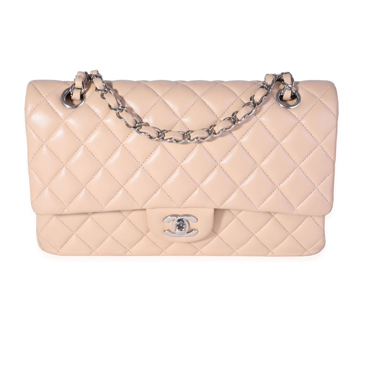 Chanel Beige Quilted Lambskin Medium Classic Double Flap Bag, myGemma
