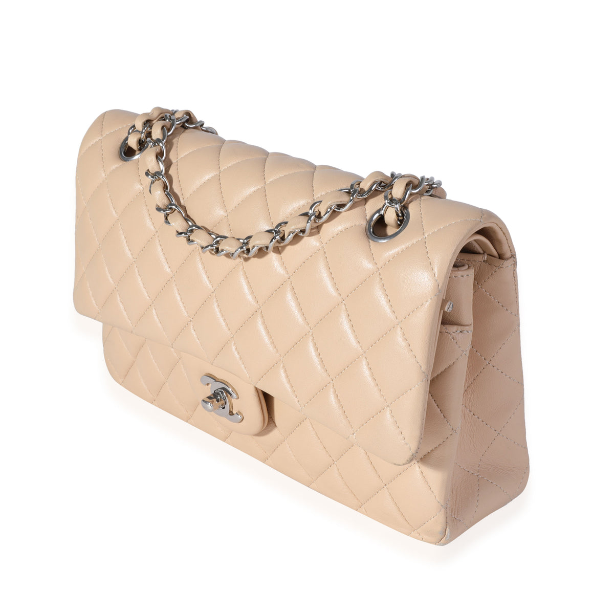 Chanel Beige Quilted Lambskin Mini Square Classic Flap Bag