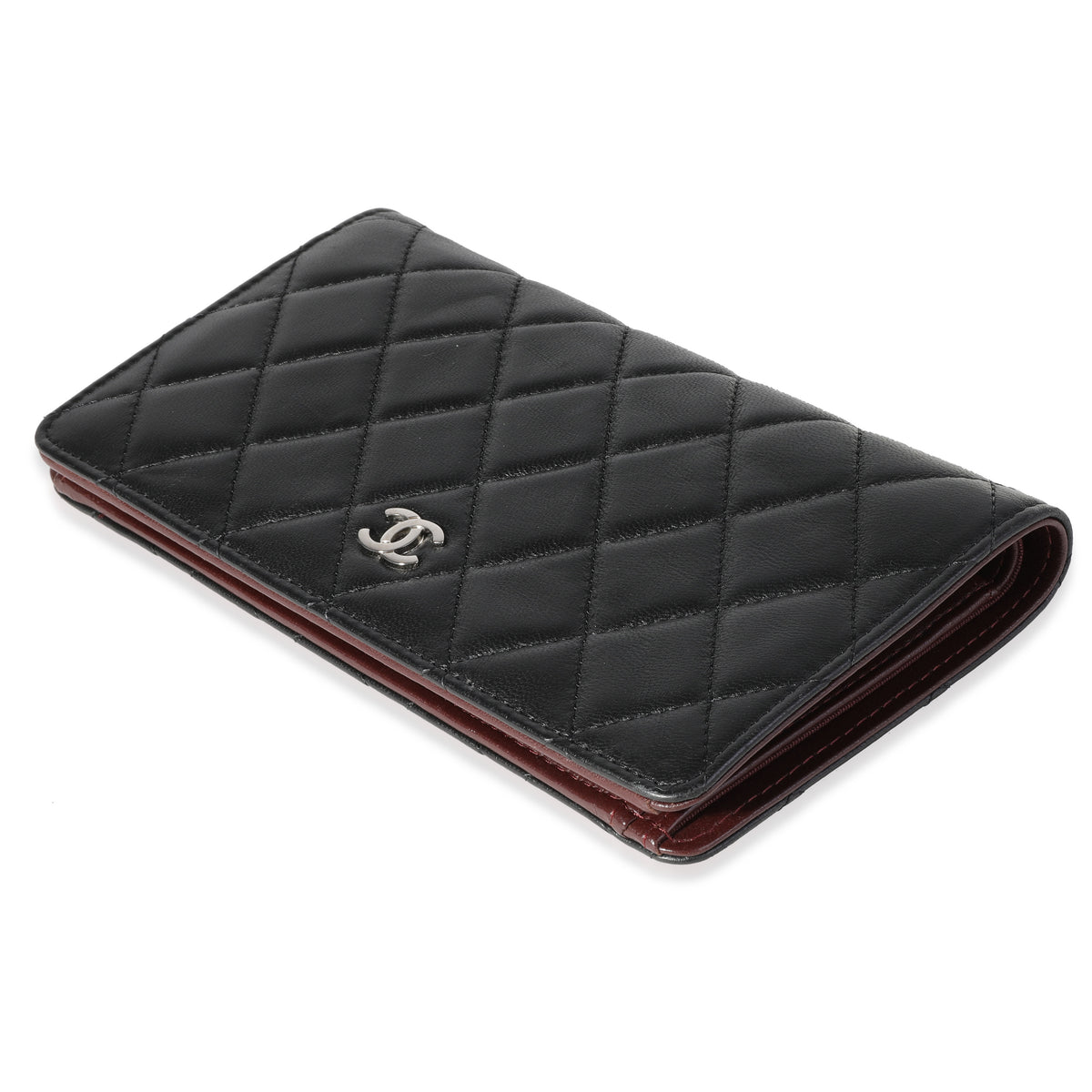 Chanel Black Quilted Lambskin Yen Wallet