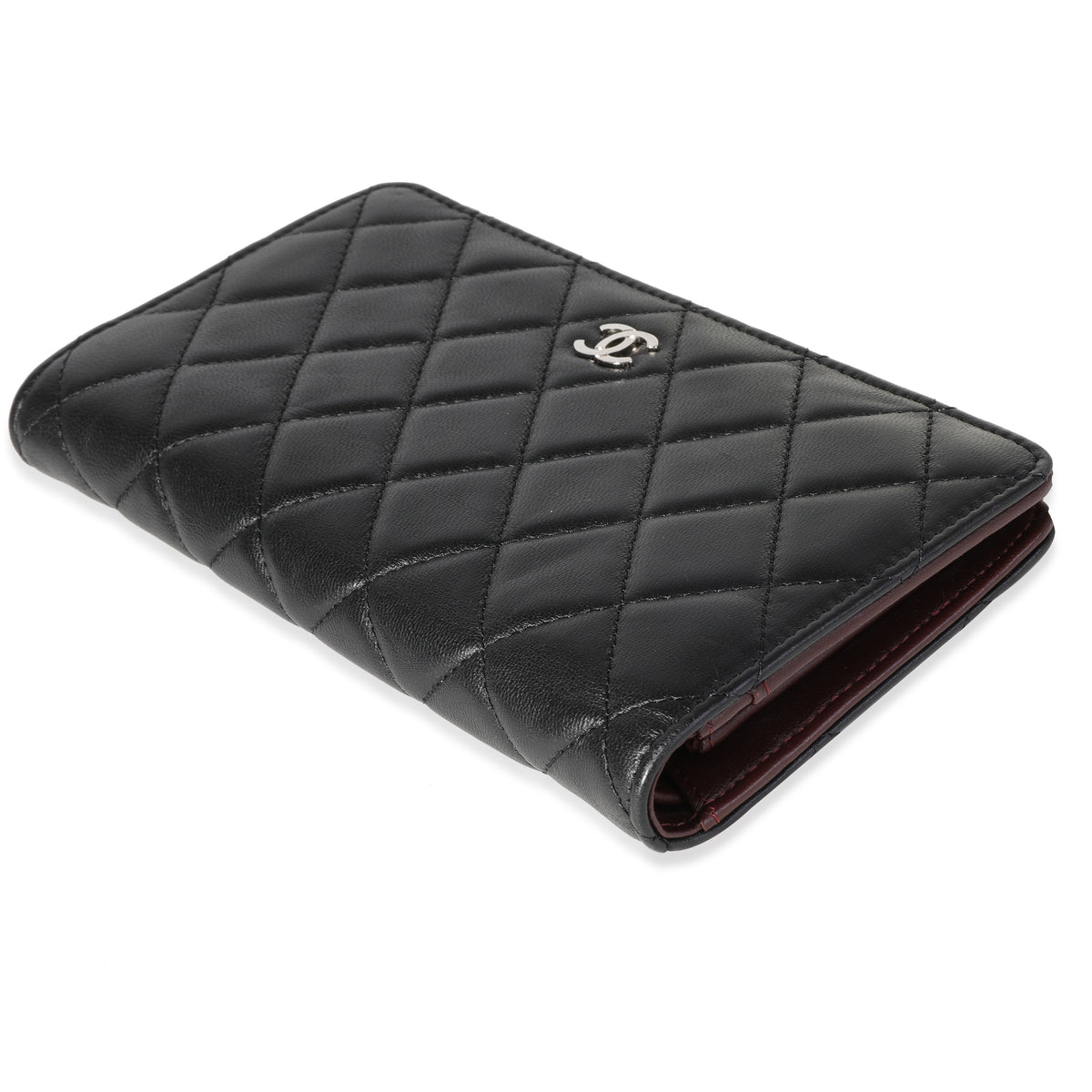 Chanel Black Quilted Lambskin Yen Wallet