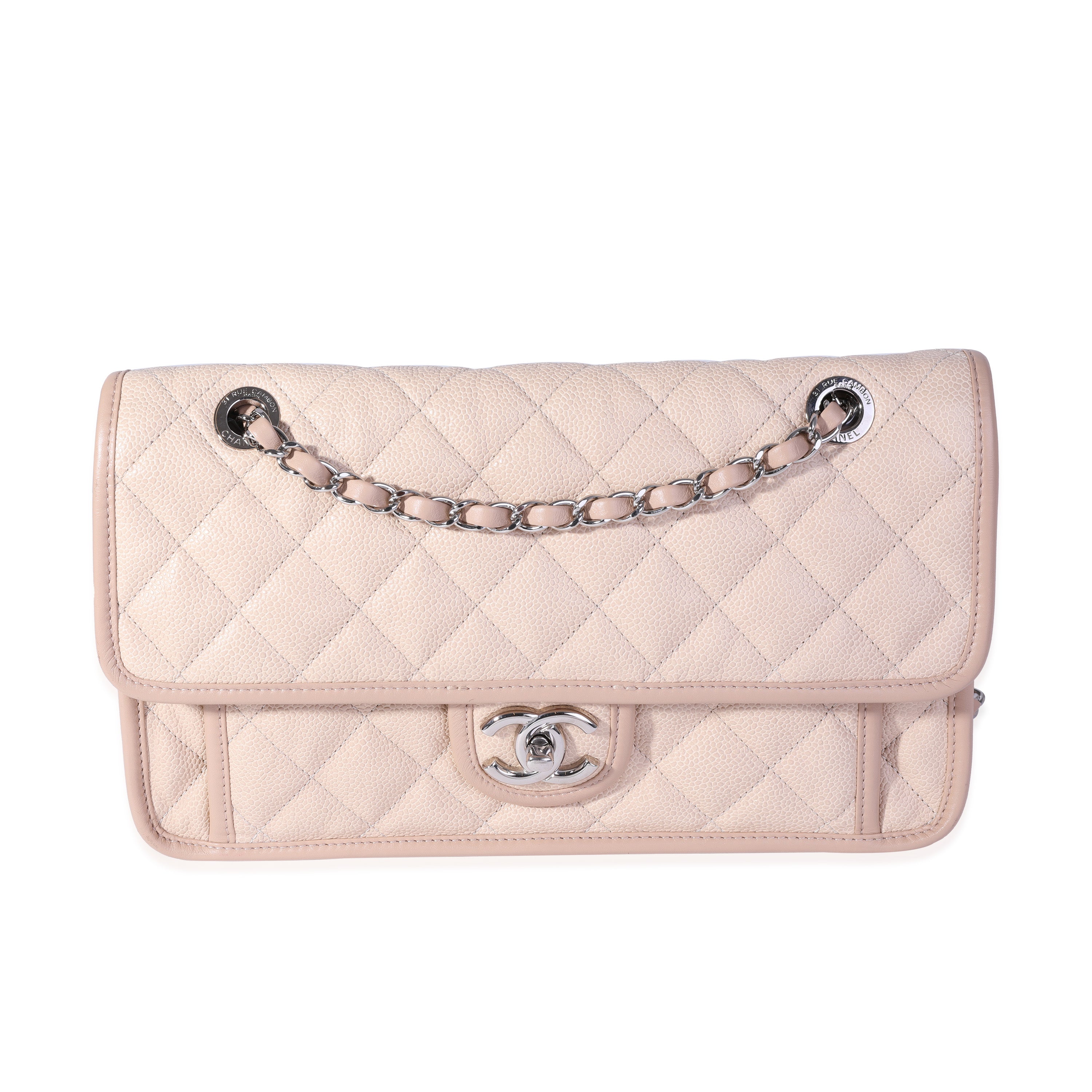 Chanel Classic Double Flap Quilted M/L Dark Beige Caviar Silver Hardwa –  Coco Approved Studio