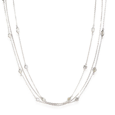 3-Chain 16 Station Mixed Fancy Cut Diamond  Necklace in 18k White Gold 1.5 CTW