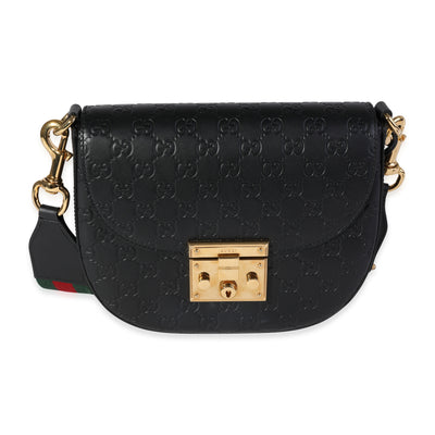 Gucci Black Guccissima Padlock Messenger Bag