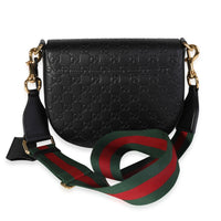 Gucci Black Guccissima Padlock Messenger Bag