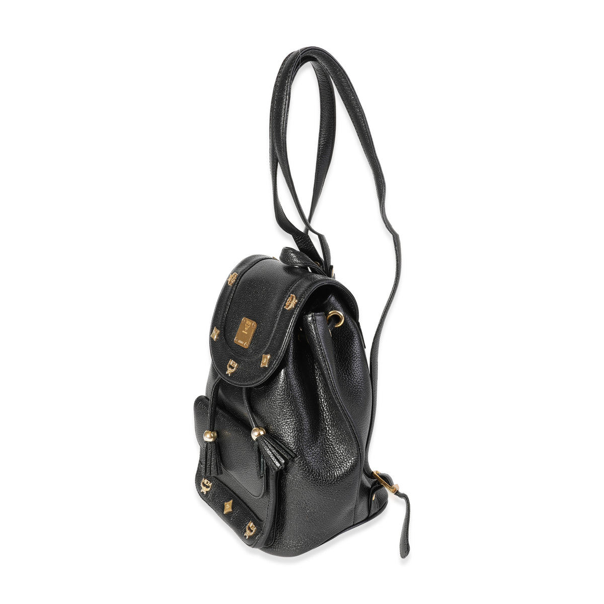 MCM Vintage Black Genuine Calfskin Leather Unisex Backpack 