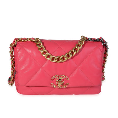 Chanel Pink Quilted Goatskin Medium Chanel 19 Bag