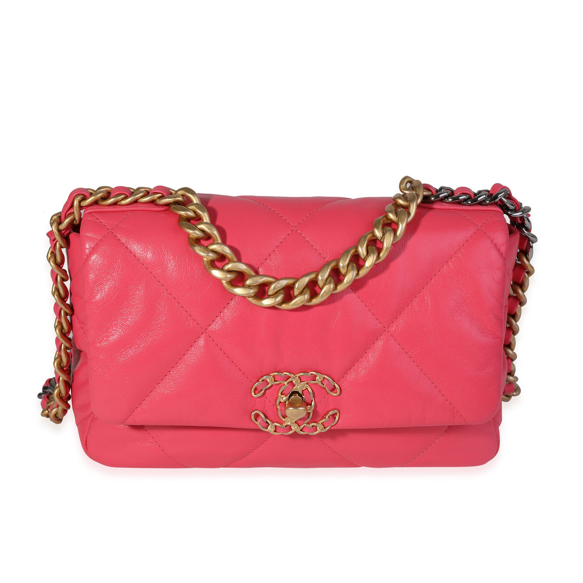 Chanel Pink Quilted Goatskin Medium Chanel 19 Bag myGemma Item