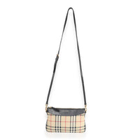 Burberry Beige Haymarket & Black Leather Crossbody