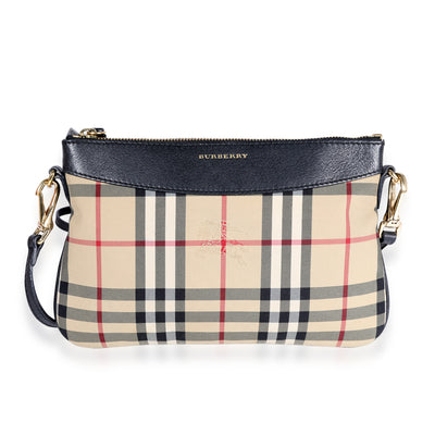 Burberry Beige Haymarket & Black Leather Crossbody