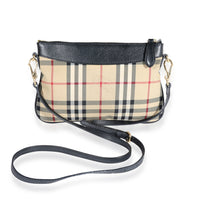 Burberry Beige Haymarket & Black Leather Crossbody