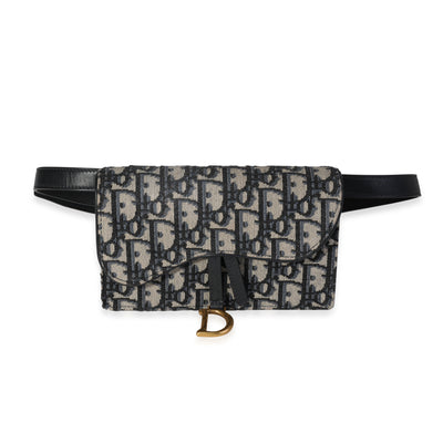 Dior Blue Oblique Jacquard Saddle Belt Pouch