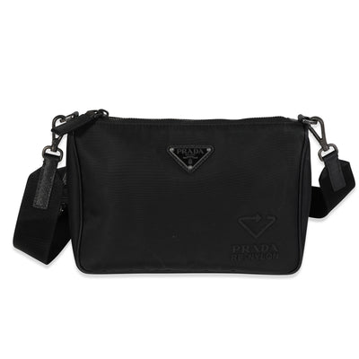 Prada Black Re-Nylon & Saffiano Leather Trim Shoulder Bag