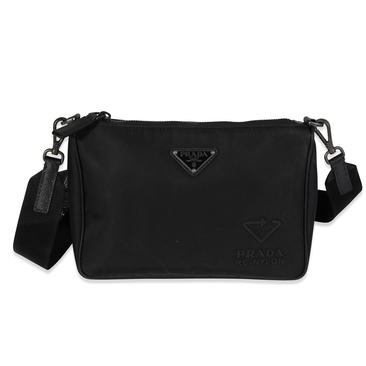 Prada Black Re-Nylon And Saffiano Leather Shoulder Bag Prada