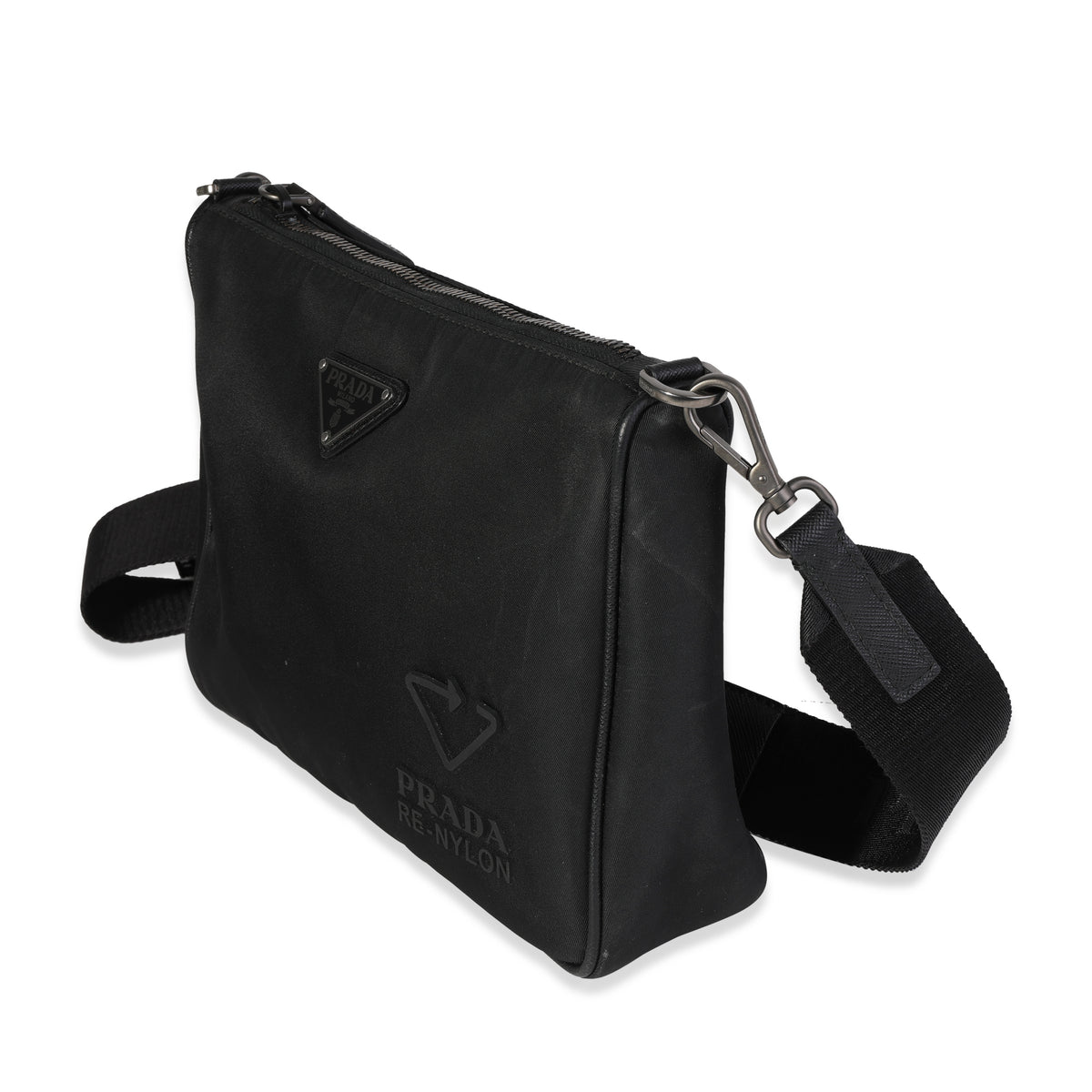 Prada Black Re-Nylon & Saffiano Leather Trim Shoulder Bag